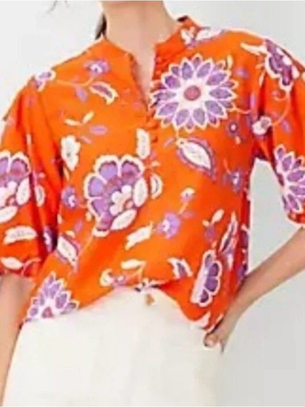 Ann Taylor Floral Popover Blouse
